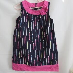 Gymboree Pencil Print Dress Kids Size 8 Navy Pink